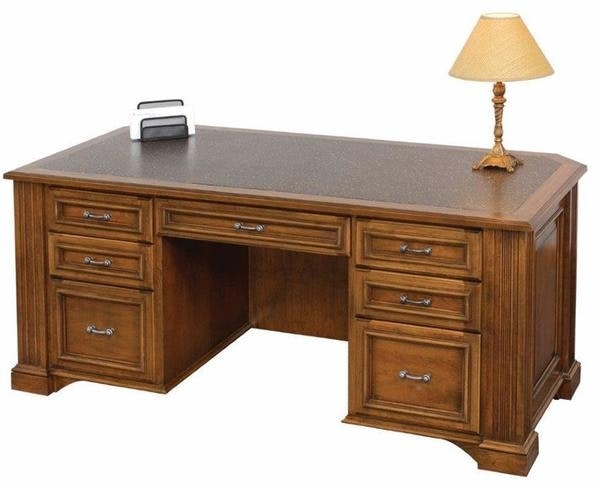 Executive Desk Traditional Raised Panels Double Pedestal Classic