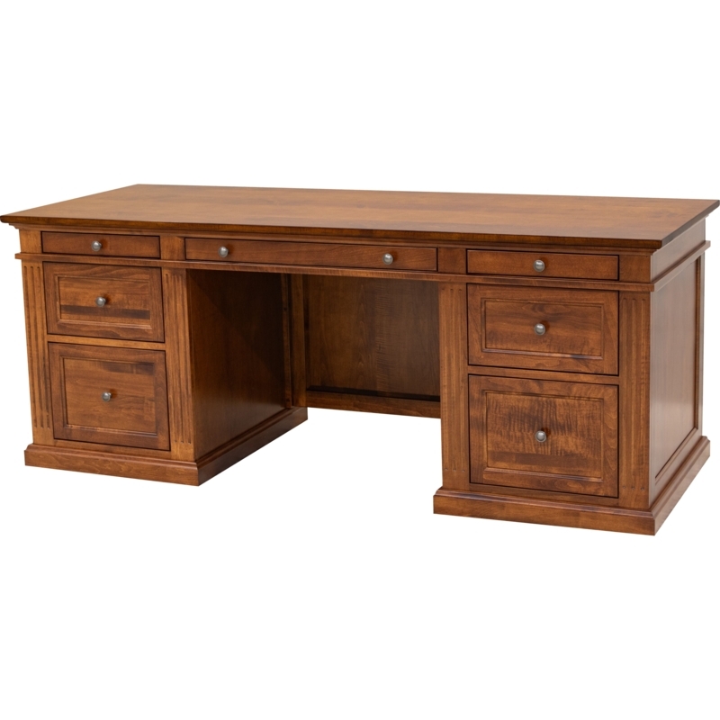 Executive Desk Traditional Warm Cherry Finish With Cup Pulls