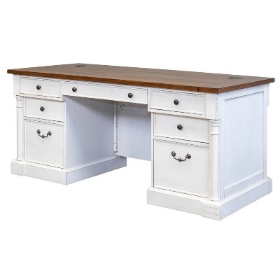 Executive Desk Transitional Double Pedestal Base Molded Trim Details