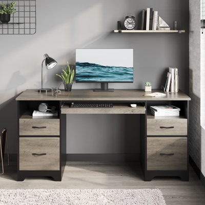 Executive Desk Two-Tone, Keyboard Tray, Multiple Storage Drawers