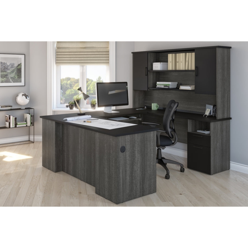 Executive Desk U-Shaped Design Integrated Hutch Workstation