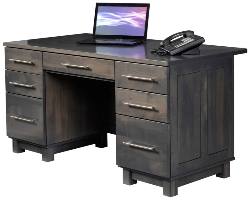 Executive Desk Weathered Grey Mission Slat Sides Craftsman Style