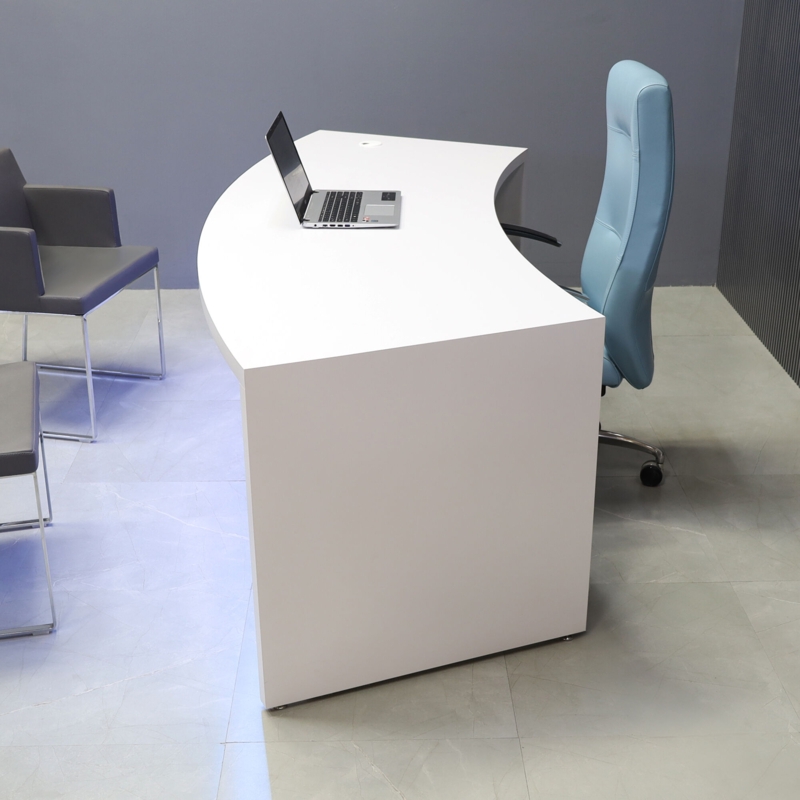 Executive Desk White LED Accent Lighting Curved Front Matte