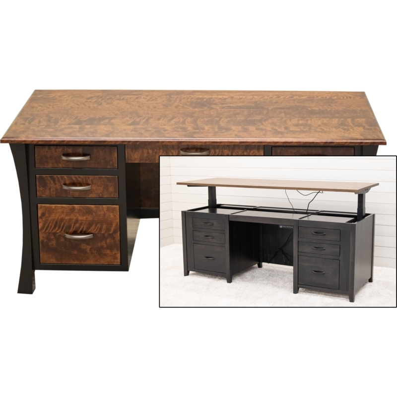 Executive Desk with Black Wood Contrast, Flamed Panels