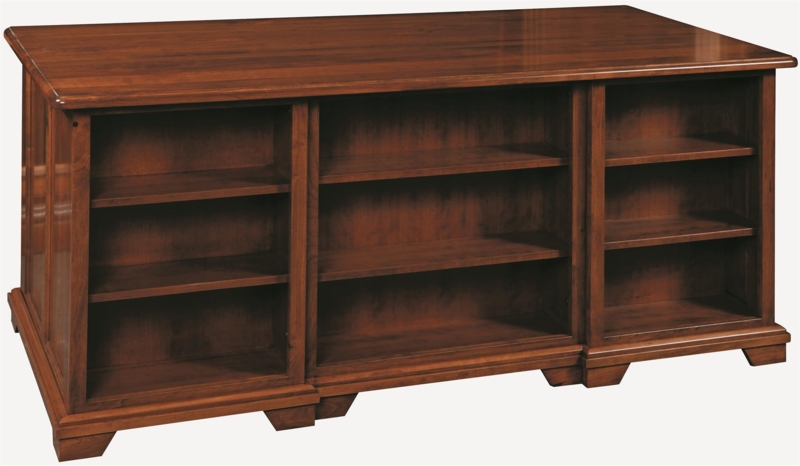 Executive Desk with Bookshelf Front, Reddish Brown