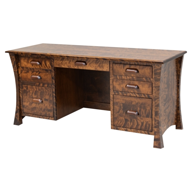 Executive Desk with Flamed Grain Panels, Traditional Style