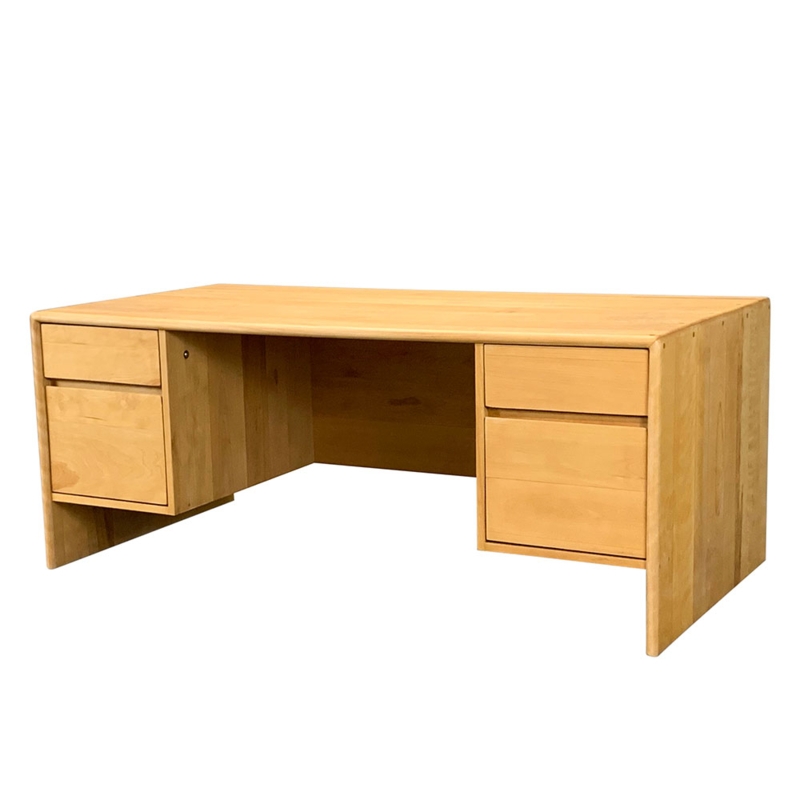 Executive Desk with Handcrafted Appearance, Solid Wood