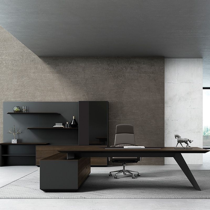 Executive Desk with Handleless Drawers, Integrated Side Return
