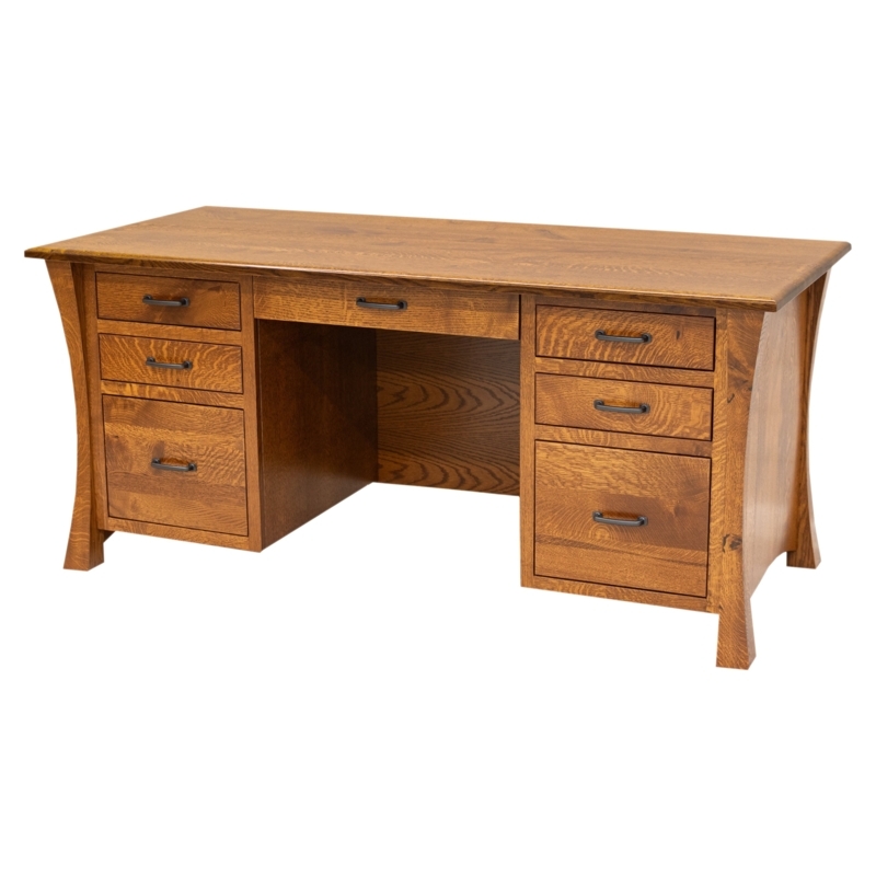Executive Desk with Leather-Like Inlay and Traditional Recessed Panels