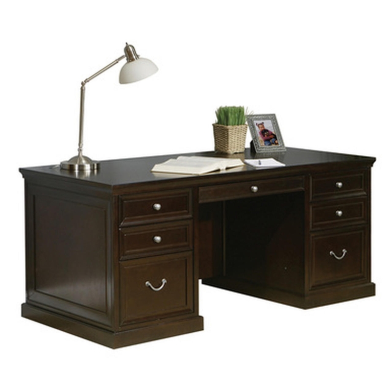 Executive Desk with Seven Drawers and Wood Veneer Finish