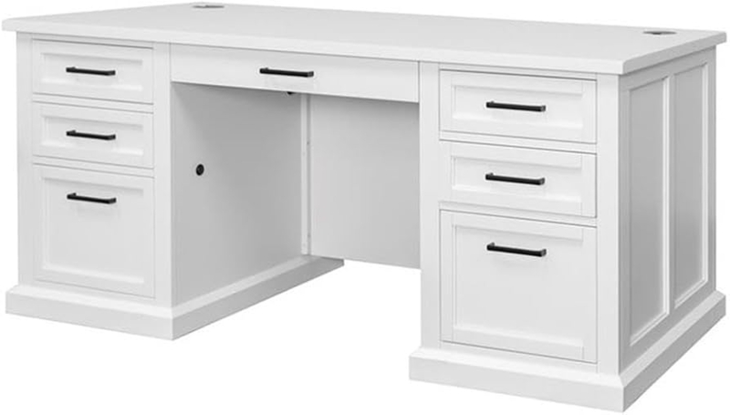 Executive Desk with White and Wood Contrast Shaker Pedestals
