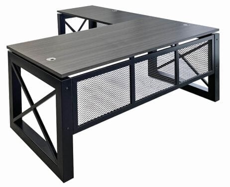 Executive Desk X-Brace Frame, L-Shaped Return, Industrial Workstation