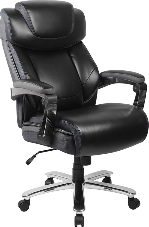 Executive Office Chair Black Padded Armrests Integrated Headrest Chrome