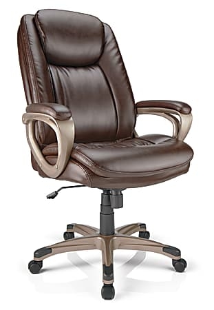 Executive Office Chair Champagne Frame Brown Upholstery Segmented
