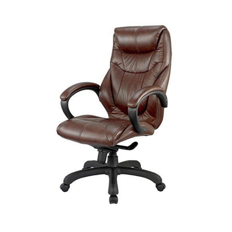 Executive Office Chair: Chocolate Brown Leather-Like, Diamond Tufted.