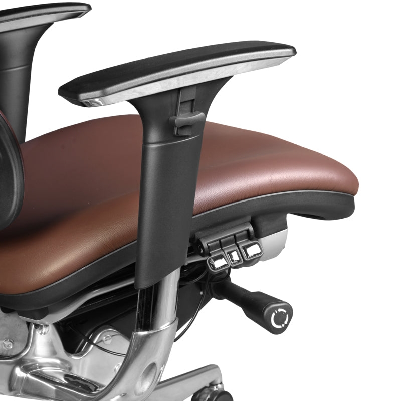 Executive Office Chair, Chocolate Brown Upholstery, Polished Chrome Accents