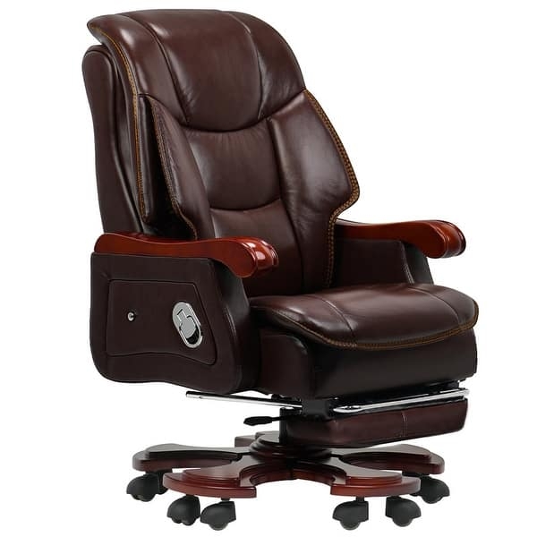 Executive Office Chair Cognac Leather Look Segmented Padding