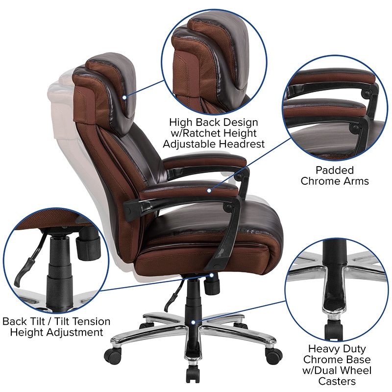 Executive Office Chair Detail Dual Adjustment Levers Contrast Stitching