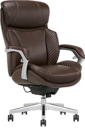 Executive Office Chair Espresso Brown Contoured Seat Silver Accents