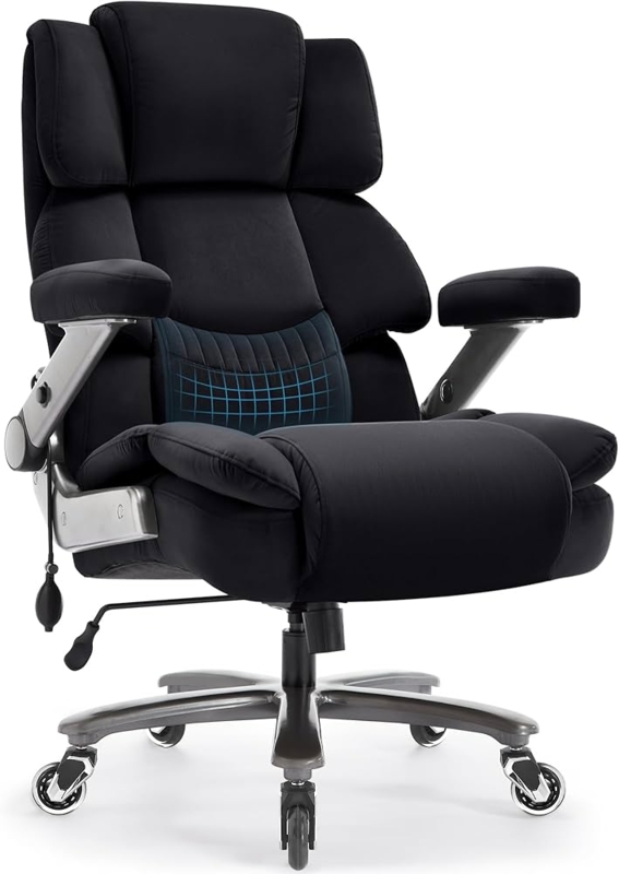 Executive Office Chair, Extra Wide Seat & 3D Flip Arms, Heavy Duty Fabric
