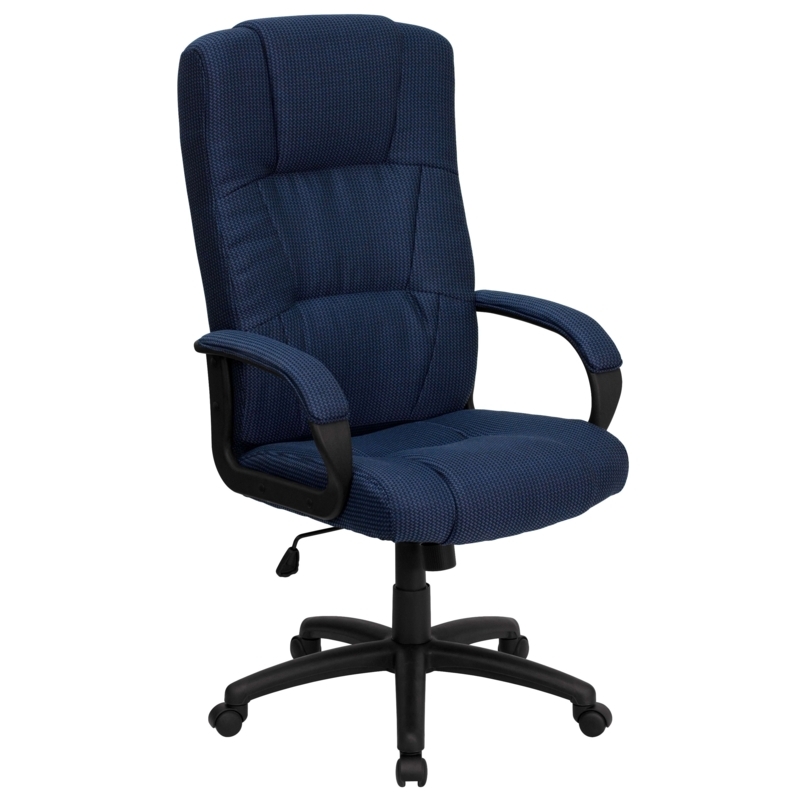 Executive Office Chair Grey Fabric Loop Arms High Back Swivel