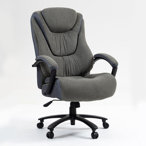 Executive Office Chair Grey Two Tone High Back Padded Arms Ergonomic