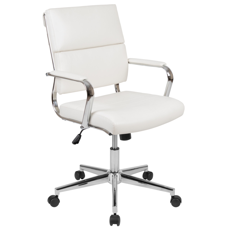 Executive Office Chair Horizontal Panel Stitching Polished Chrome