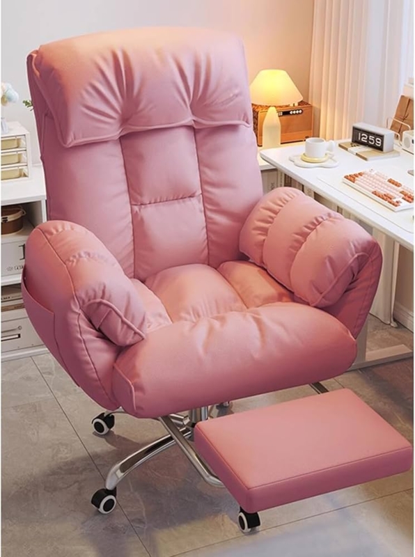 Executive Office Chair Leather White Base High Back Footrest