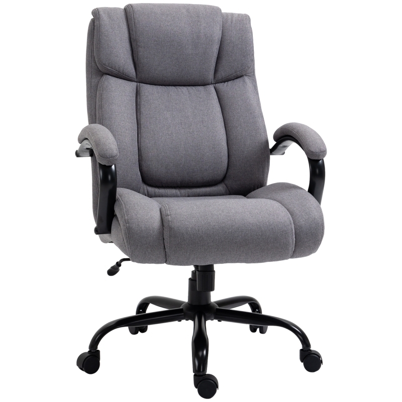 Executive Office Chair Linen Woven Matte Black Base High Back