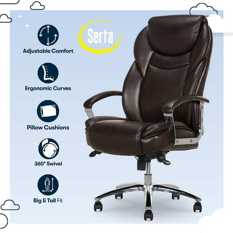 Executive Office Chair Metallic Finish Rolling Casters High Back
