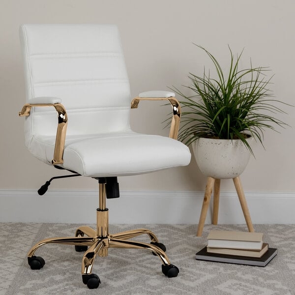 Executive Office Chair, Rose Gold Frame, Glam Home Office Seating