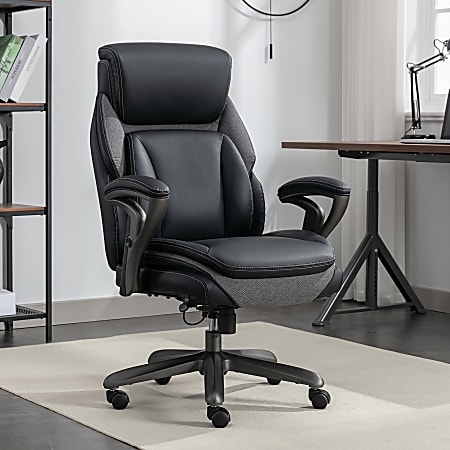 Executive Office Chair Segmented Padding High Back Leather-Like Design