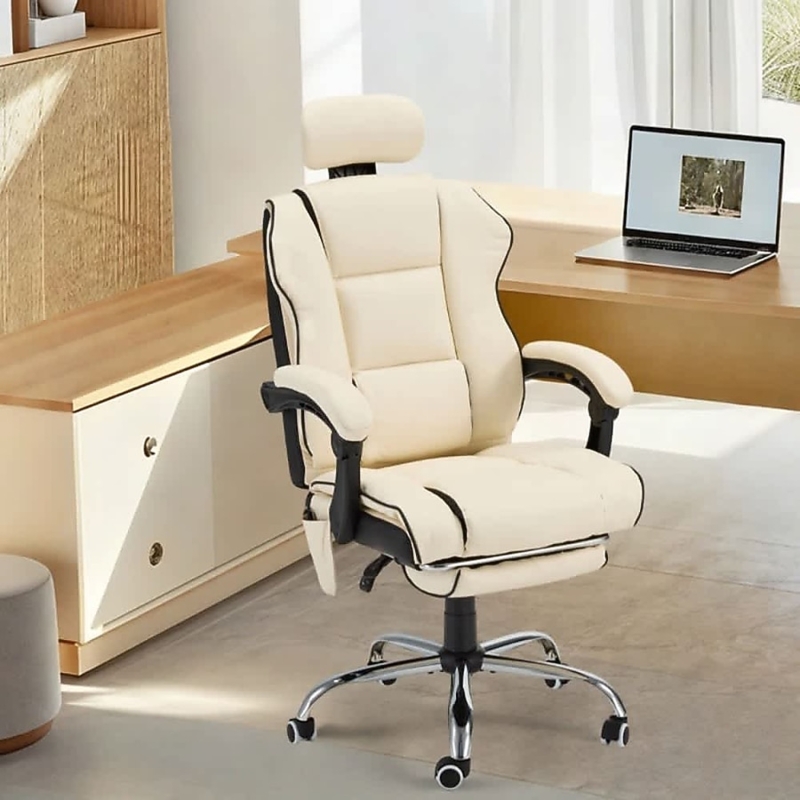 Executive Office Chair Segmented Padding Retractable Footrest