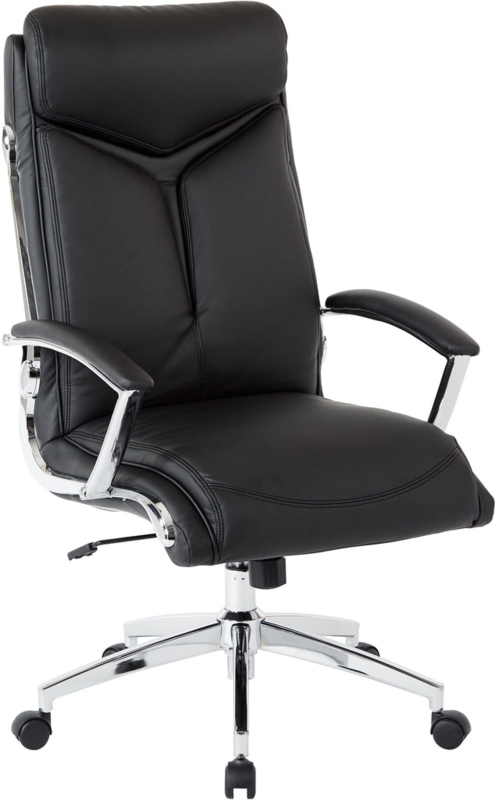 Executive Office Chair with Chrome Loop Arms and Ribbed Upholstery