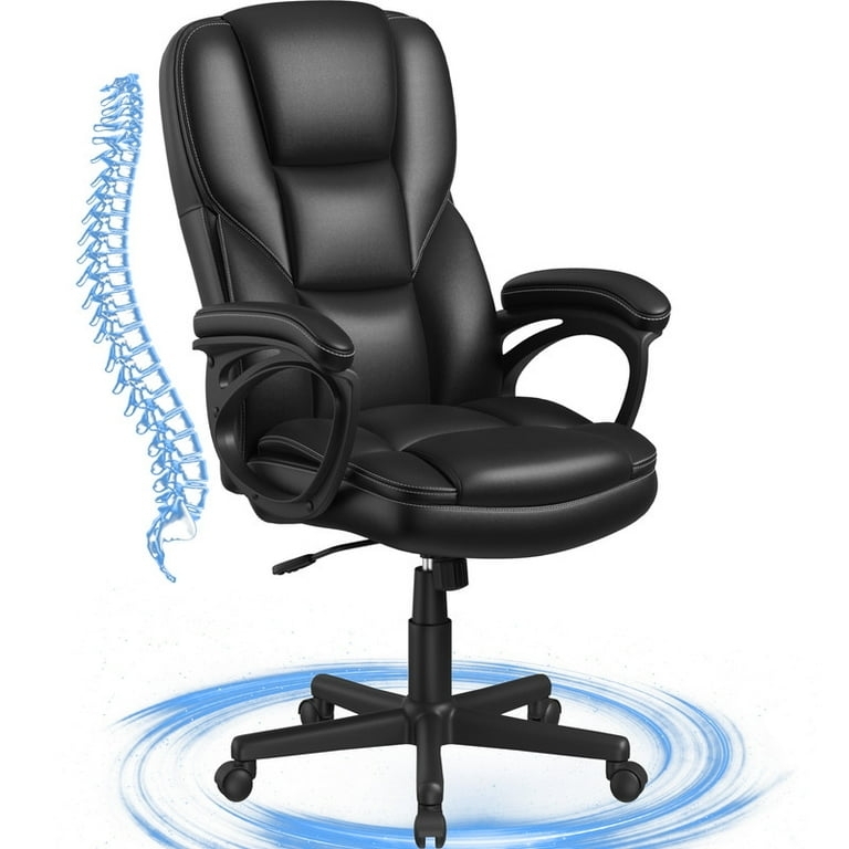 Executive Office Chair with Segmented Padding and All-Black Aesthetic