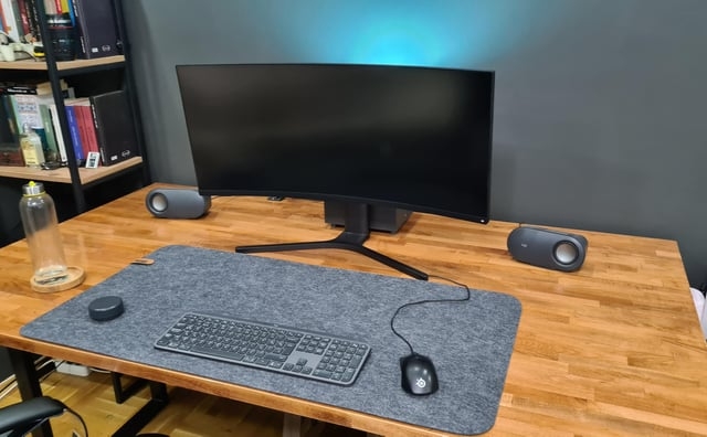 Extra Deep Computer Desk with Wood Top and Black Metal Legs