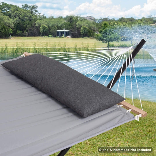 Extra Large Headrest Pillow, Taupe Fabric, Tie-On Straps for Rope Hammock