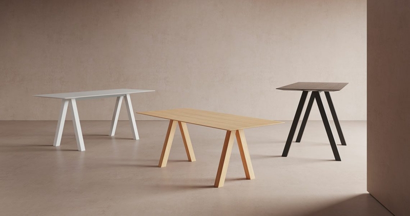 Extra Long Minimalist Dining Table with Trestle Base and Split Top