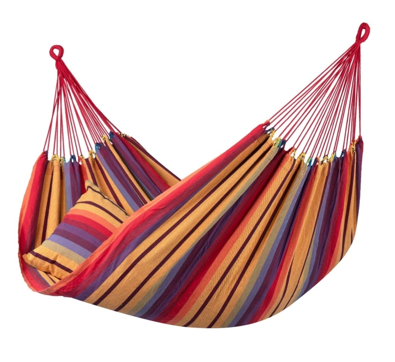 Family Size Garden Hammock with Spreader Bars and Macrame Detail