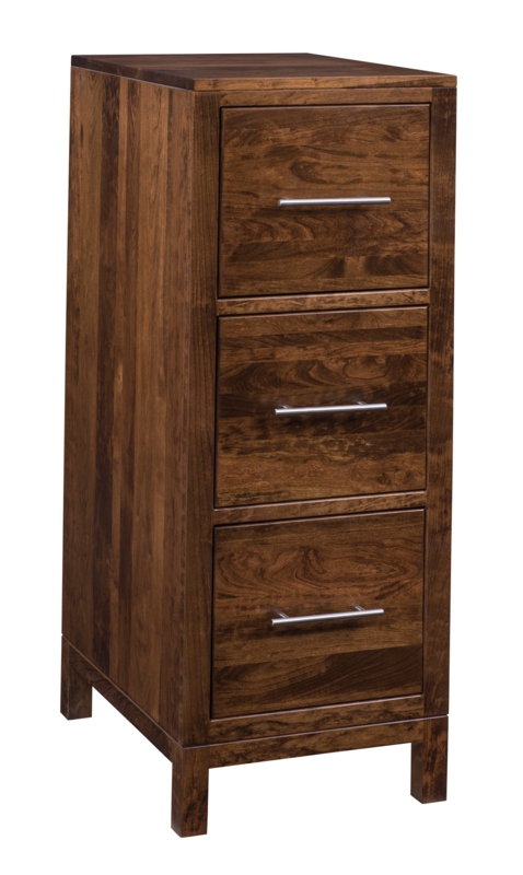 File Cabinet 3-Drawer Mid Century Modern Circular Cutout Handles Wood