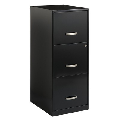 File Cabinet 3-Drawer Vertical Metal Mobile Casters Silver Pull Handles