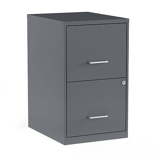 File Cabinet Charcoal Finish Lockable Top Drawer Slim Profile