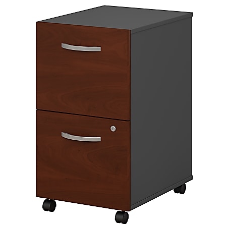 File Cabinet Cherry Wood Two Drawer Mobile Casters