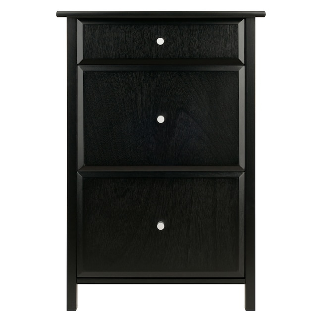 File Cabinet Compact Two Tier Design Matte Finish Silver Toned Pulls