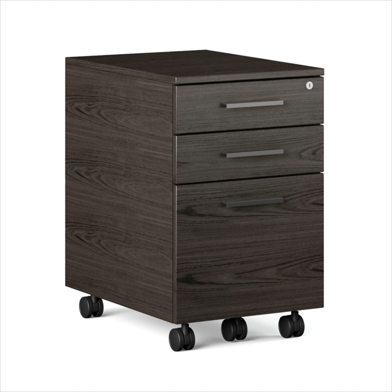 File Cabinet Contrast Top Charcoal And Wood Office Furniture