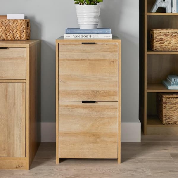 File Cabinet Featuring Vertical 2-Drawer Design and Matte Wood Grain