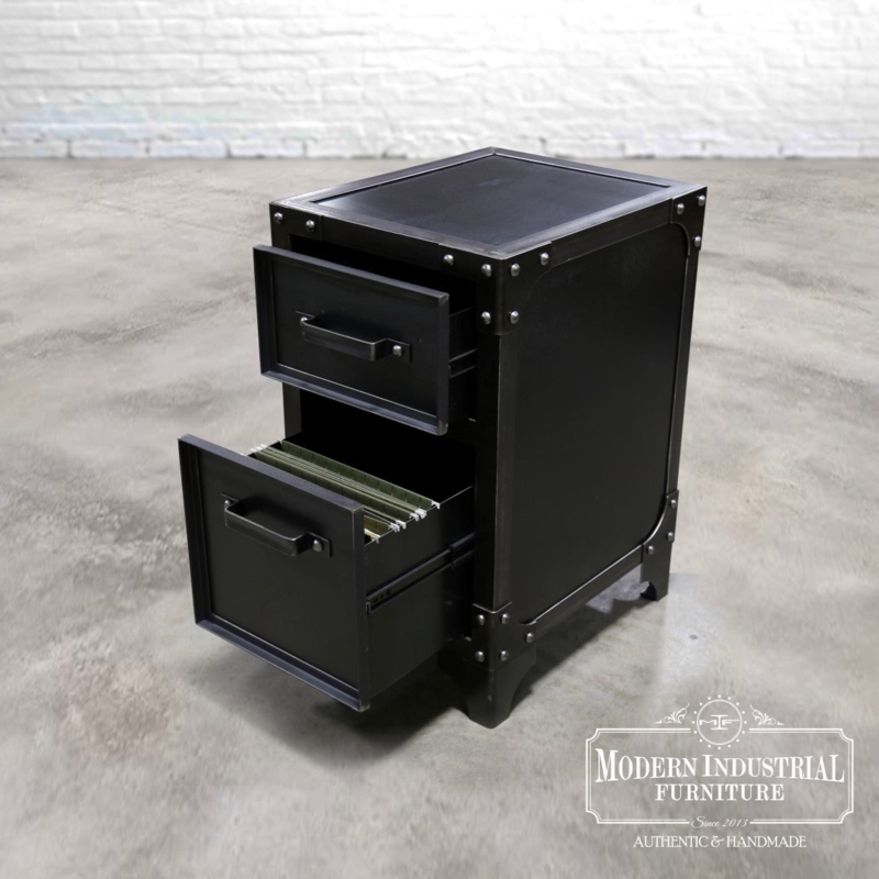 File Cabinet Four Drawer Industrial Metal Frame Label Holder Pulls