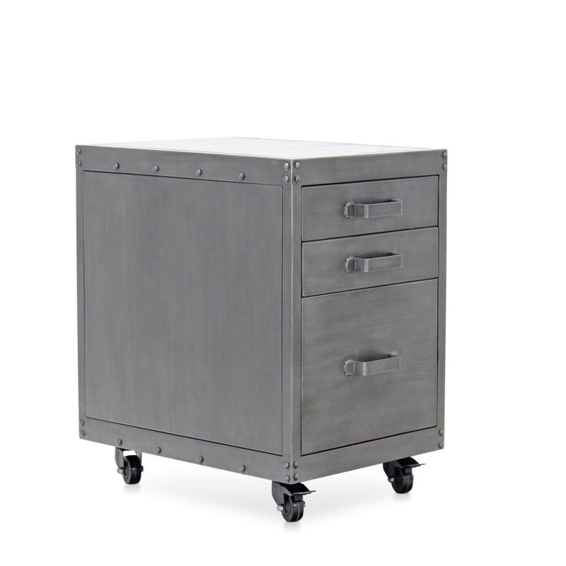 File Cabinet Locking Casters Distressed Metal Patina Industrial Cart