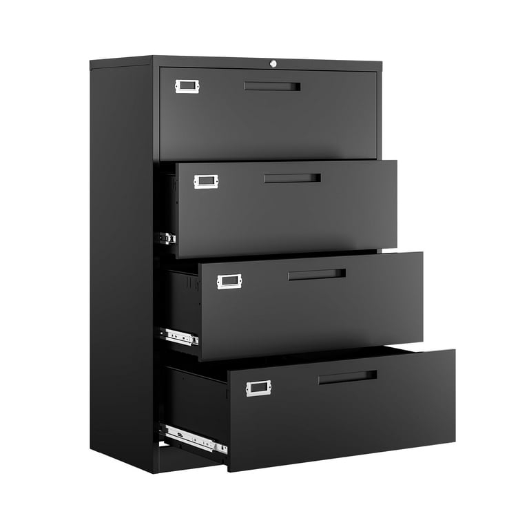 File Cabinet Metal Four Drawer Label Holders