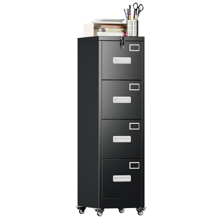 File Cabinet Metal Four Drawer Mobile Casters